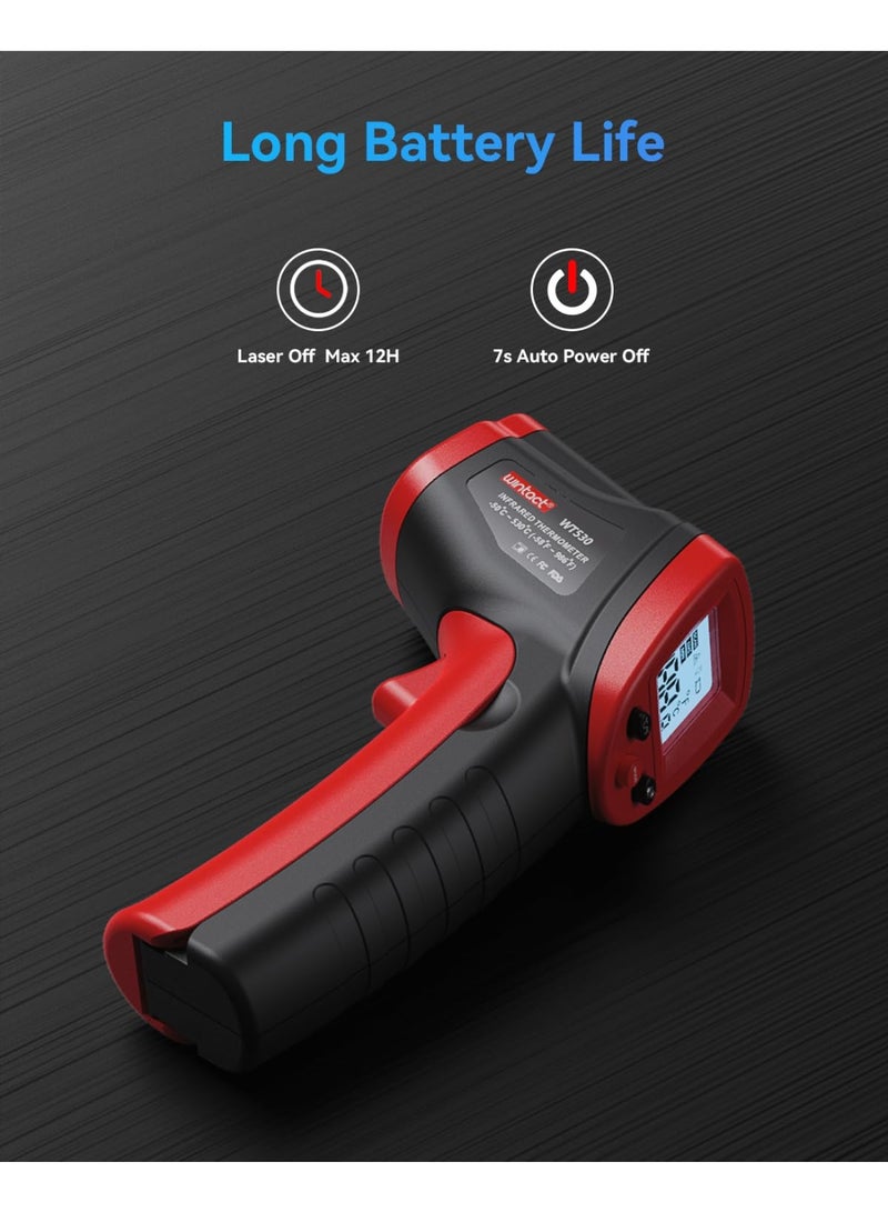 مسدس مقياس الحرارة بالأشعة تحت الحمراء ، مقياس الحرارة السطحي بالليزر الرقمي ، مسدس درجة الحرارة الحرارية لطبخ المطبخ للأغذية اللحوم ، فرن البيتزا ، إكسسوارات الشواية ، HVAC ، الشواية ، حمام السباحة ، المحرك ، -50 ℃ إلى 590 ℃ - Image 3